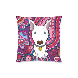 BULL TERRIER Pink Paisley Pillow Cover