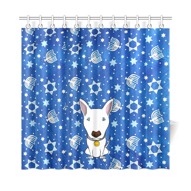Hanukkah Bull Terrier Shower Curtain