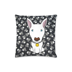 Bull Terrier Skull background Pillow Cover