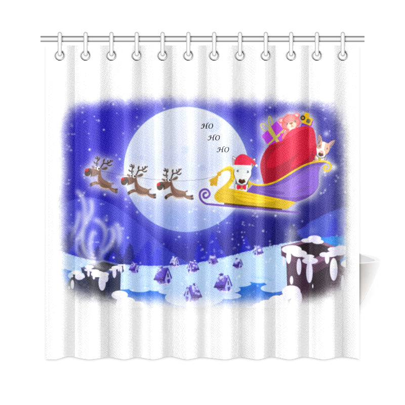 Santa Sleigh Bull Terrier Shower Curtain