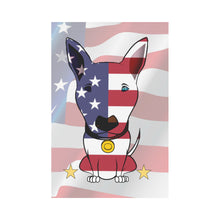Summer Fun Flags - Two Sizes Bull Terrier American Style - On a Beach - with Daisies