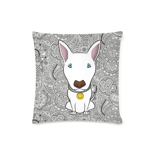 BULL TERRIER Black and White Paisley Pillow Cover