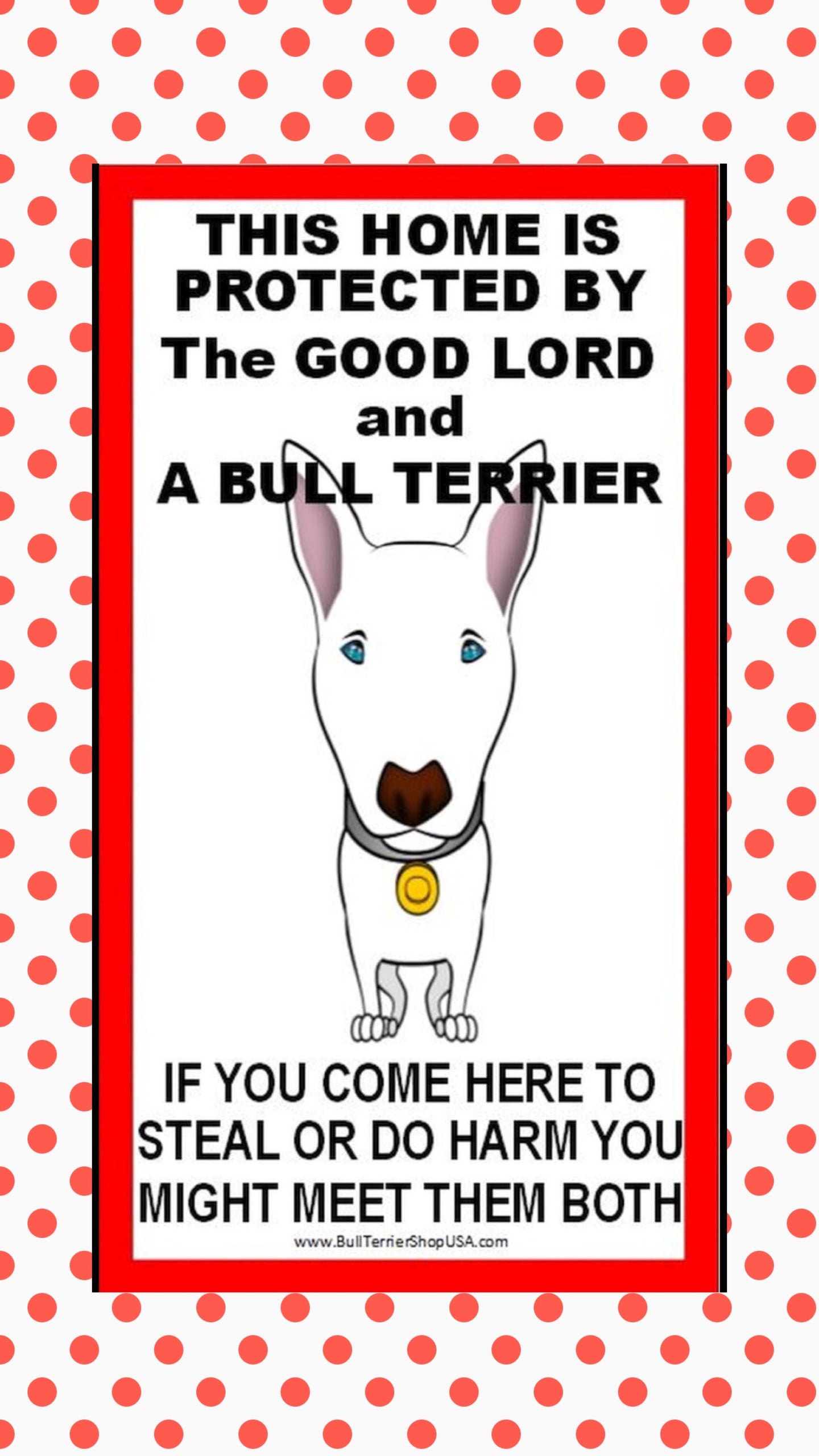 This Home is Protected By Good Lord and Bull Terrier