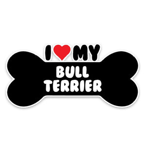 I ❤️My Bull Terrier - Reflective Dog Bone Deal - Sticker